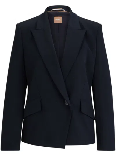 Hugo Boss Single-breasted Off-centre Blazer In Blue