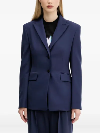 Hugo Boss Single-breasted Structured Blazer In Blue