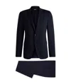 Hugo Boss Slim-fit Washable Suit In Patterned Performance-stretch Fabric In Black