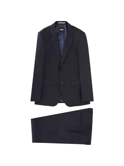 Hugo Boss Boss Premium Leather Suit Jacket For Men In Blue