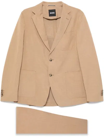 Hugo Boss Single-breasted Suit In Brown