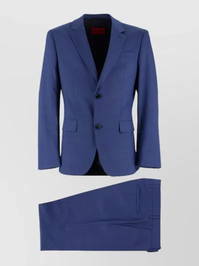 Hugo Boss Single Breasted Suit Notch Lapel Style In Blue