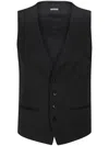 Hugo Boss Single-breasted Waistcoat In Virgin-wool Serge In Black