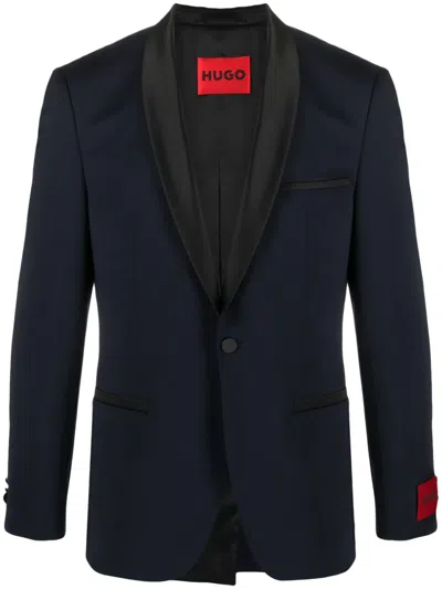 Hugo Boss Single-breasted Tuxedo Blazer In Blue