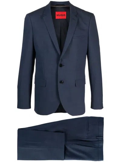 Hugo Boss Single-breasted Twill Suit In Blau