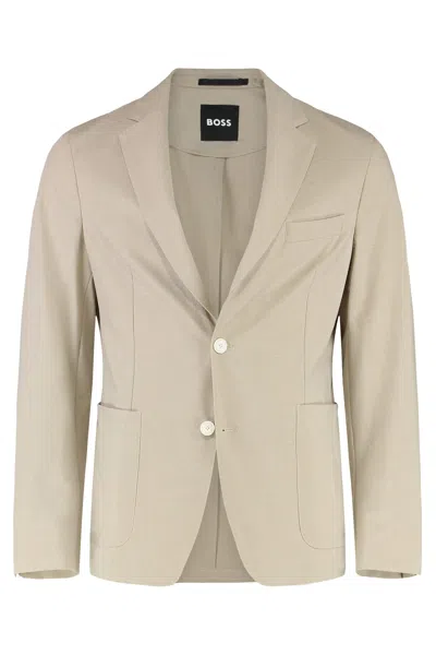 Hugo Boss Single-breasted Two-button Jacket In Neutral