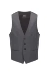 Hugo Boss Single Breasted Vest In Virgin Wool Serge In Black