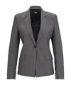 Hugo Boss Slim-fit Jacket In Italian Virgin-wool Sharkskin In Black