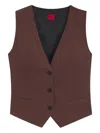 Hugo Boss Regular-fit Waistcoat In Stretch Fabric In Burgundy
