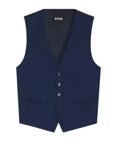 Hugo Boss Single-breasted Waistcoat. In Blue