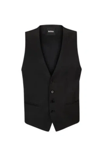 HUGO BOSS SINGLE-BREASTED WAISTCOAT IN VIRGIN-WOOL SERGE