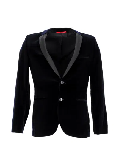Pre-owned Hugo Boss Single-breated Velvet Blazer In Blue