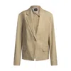 Hugo Boss Single-button Blazer In Airy Stretch Cotton In Beige