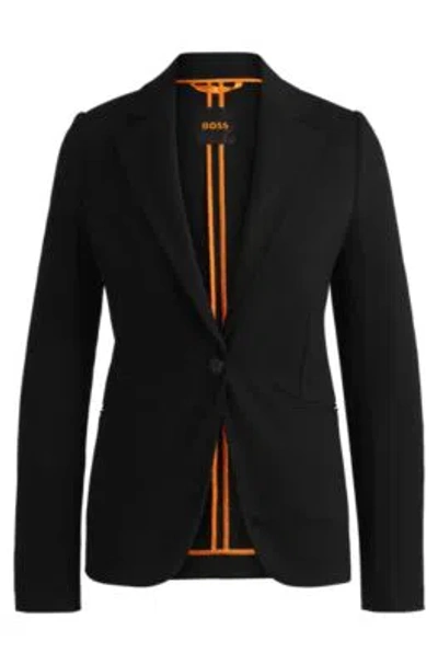 Hugo Boss Single-button Jacket In Stretch Fabric In Black