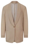 Hugo Boss Single-button Jacket With Shawl Lapels In Light Beige