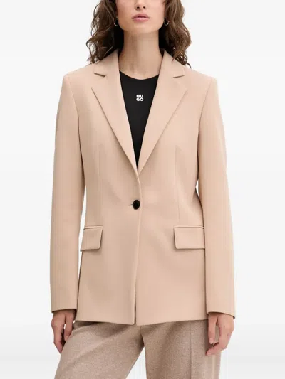 Hugo Boss Single-button Notched-lapel Blazer In Neutral