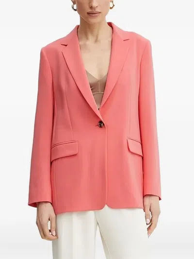 Hugo Boss Single-button Notched-lapel Blazer In Pink
