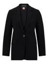 Hugo Boss Regular-fit Jacket In Virgin Wool With Slit Cuffs In Black