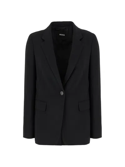 Hugo Boss Single-breasted Blazer In Black