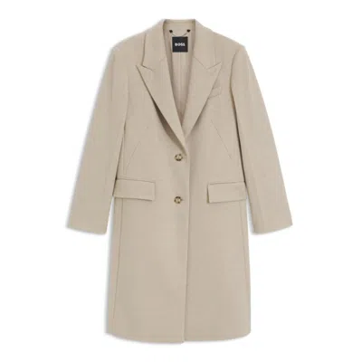 Hugo Boss Single-breasted Formal Wool Coat In Neutral