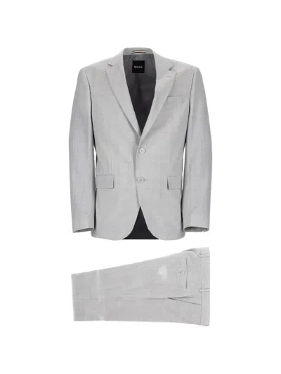 Hugo Boss Single-breasted Notched-lapels Suit In Gray