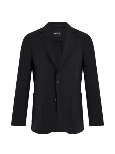 Hugo Boss Single-breasted Patch-pocket Blazer In Black