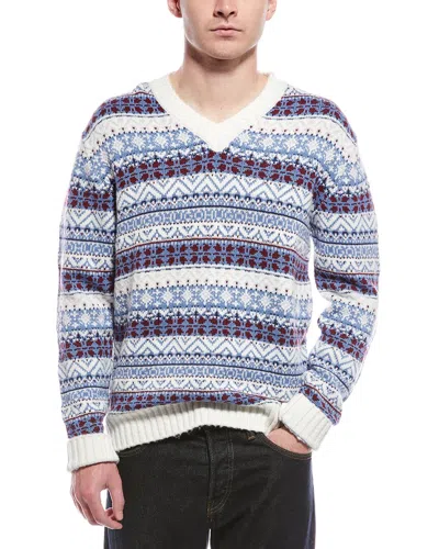 Hugo Boss Sissoh Wool-blend V-neck Sweater In White