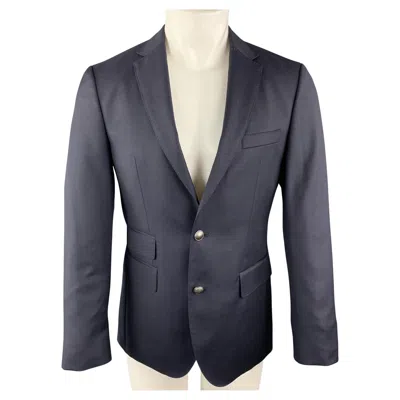 Pre-owned Hugo Boss Size 36 Navy Woven Wool Notch Lapel Sport Coat In Blue