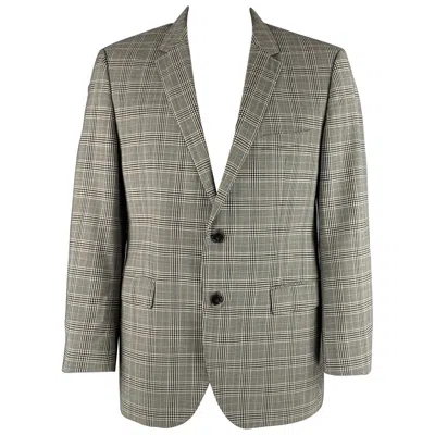 Pre-owned Hugo Boss Size 44 Black White Glenplaid Virgin Wool Sport Coat