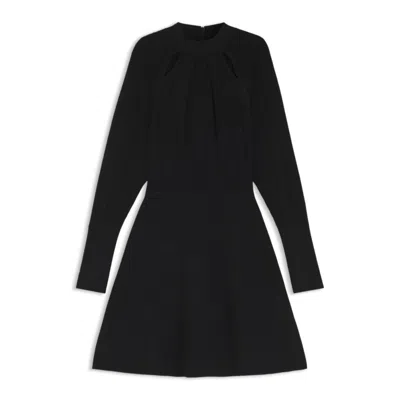 Hugo Boss Skater-style Dress With Lace-stitch Detailing In Black