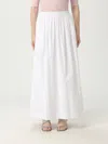 Hugo Boss Elastic-waist Midi A-line Skirt In White
