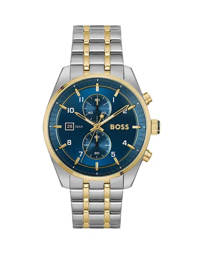 Hugo Boss Skytraveller Chronograph, 44mm In Blue/silver