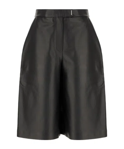 Hugo Boss Sleek Leather Shorts In Blue