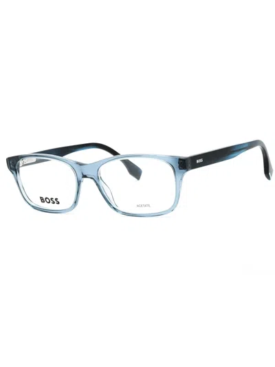 Hugo Boss Sleek Rectangular Eyeglasses 54 Eye Size In Blue
