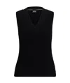 Hugo Boss Sleeveless Mock-neck Top With Ribbed Structure In Black