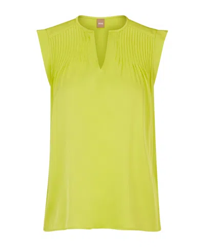 Hugo Boss Relaxed-fit Tailored Blouse In Stretch Silk In Yellow