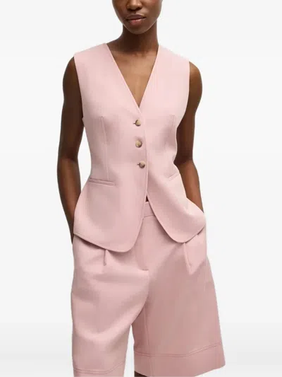 Hugo Boss Sleeveless Buttoned Waistcoat In Pink