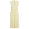 Hugo Boss Sleeveless Dress In High-shine Pliss Fabric In Yellow