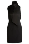 Hugo Boss Sleeveless Dress With Asymmetric V Neckline And Shawl Detail In Black