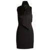 Hugo Boss Sleeveless Dress With Asymmetric V Neckline And Shawl Detail In Black