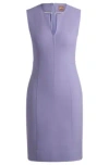 Hugo Boss Sleeveless Dress With Notch Neckline In Purple