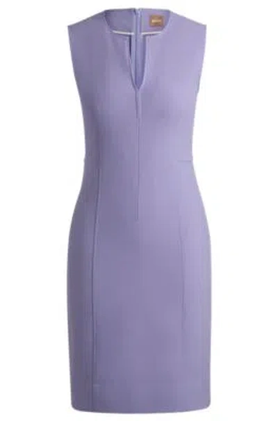 Hugo Boss Sleeveless Dress With Notch Neckline In Purple