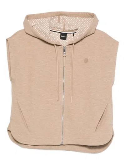 Hugo Boss Sleeveless Hoodie In Nude