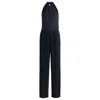 Hugo Boss Womens Dark Blue Plissé-pleats Sleeveless Jersey Jumpsuit In Blue