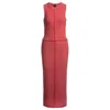 Hugo Boss Sleeveless Knitted Dress With Fringe Trims In Pink