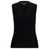 Hugo Boss Sleeveless Mock-neck Top With Ribbed Structure In Black