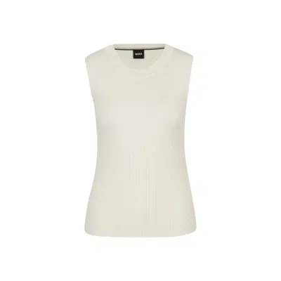 HUGO BOSS SLEEVELESS KNITTED TOP WITH RIBBED STRUCTURE