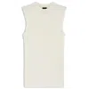 Hugo Boss Sleeveless Mock-neck Top In Ribbed Fabric In Neutral