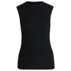 Hugo Boss Sleeveless Mock-neck Top In Ribbed Fabric In Black