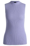 Hugo Boss Sleeveless Mock-neck Top In Ribbed Fabric In Purple